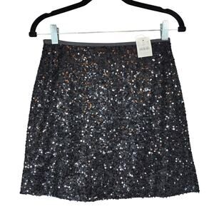J Crew Sequin Mini Skirt sz 00 WomenS Black 26x16 Y2K‎ Festival Coachella NEW
